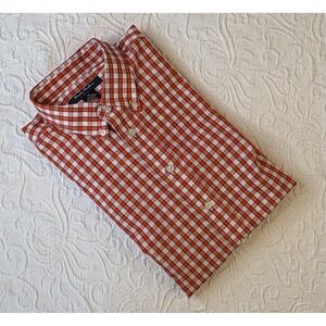 Brooks Brothers Mens XL Non Iron 100% Cotton Button Down Shirt Orange White Blue